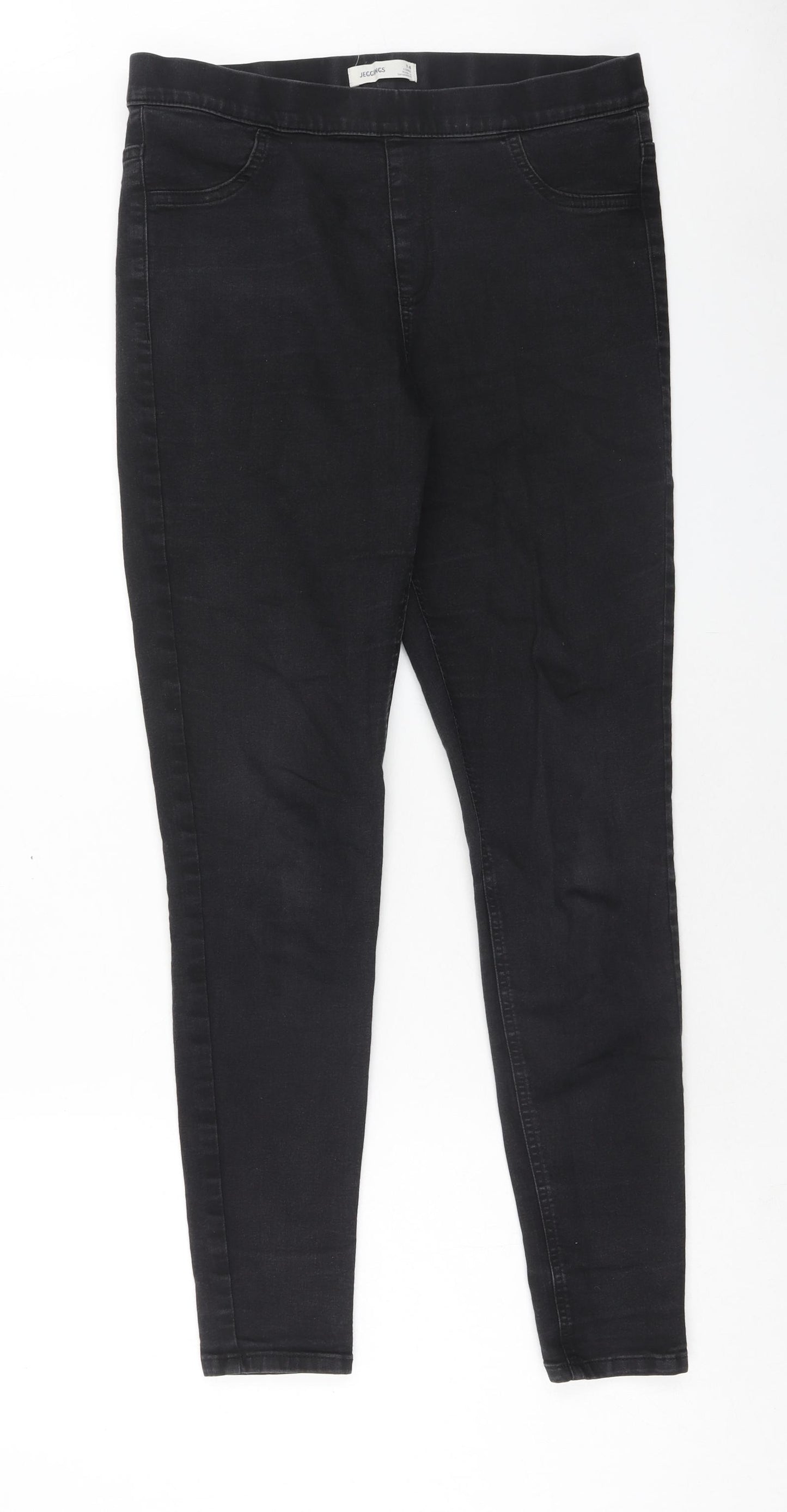 Marks and Spencer Womens Black Cotton Jegging Jeans Size 14 Regular - Long Length
