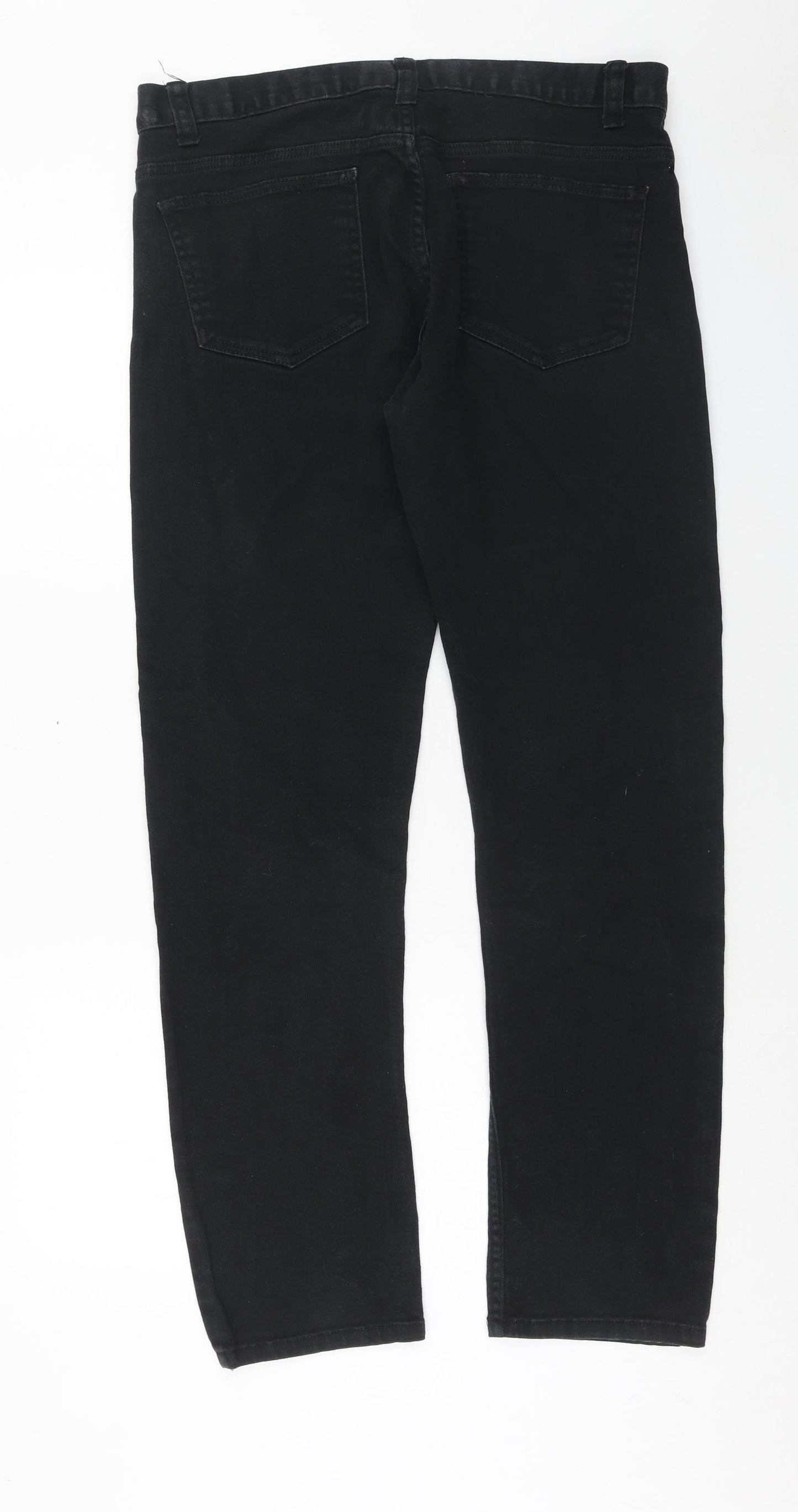 Denim & Co. Mens Black Cotton Straight Jeans Size 34 in L32 in Regular Button
