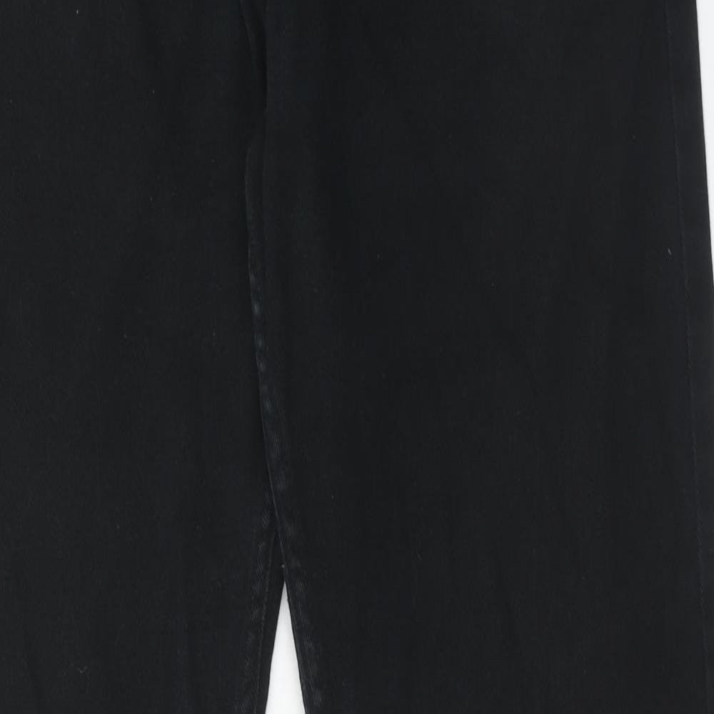 Denim & Co. Mens Black Cotton Straight Jeans Size 34 in L32 in Regular Button