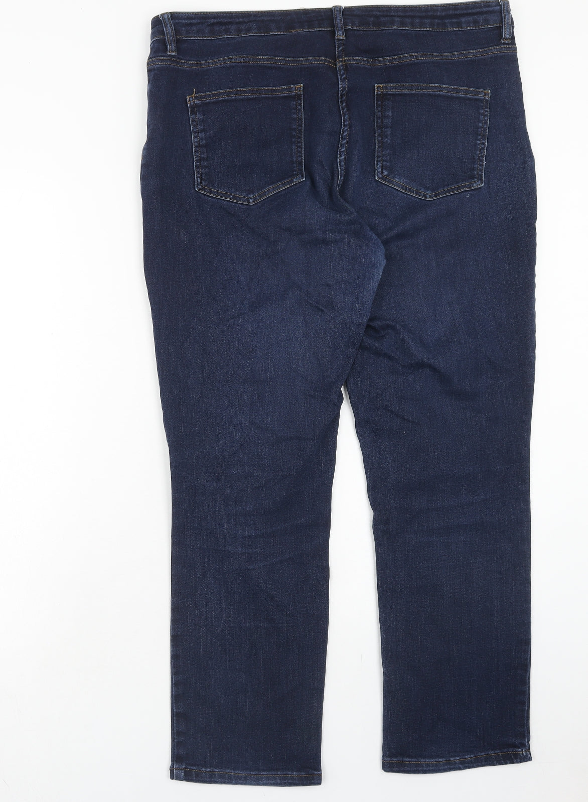 Debenhams Womens Blue Cotton Straight Jeans Size 16 Regular Button