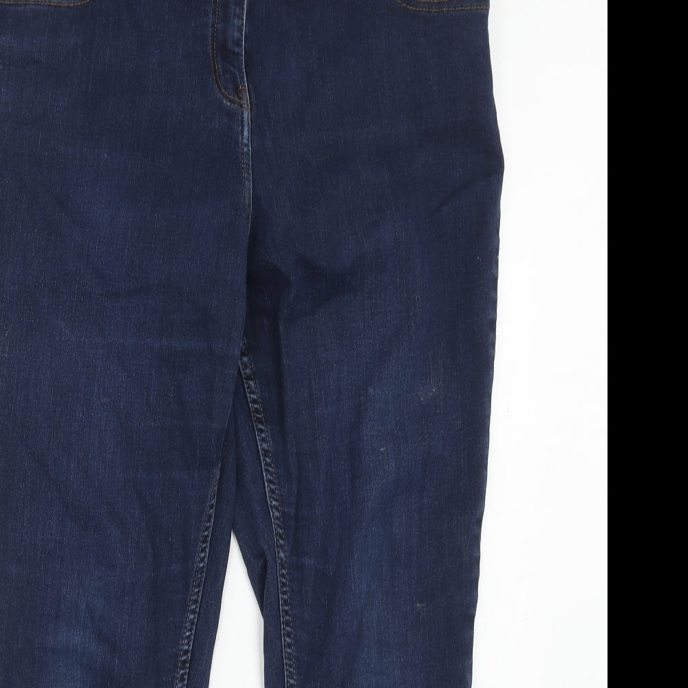 Debenhams Womens Blue Cotton Straight Jeans Size 16 Regular Button