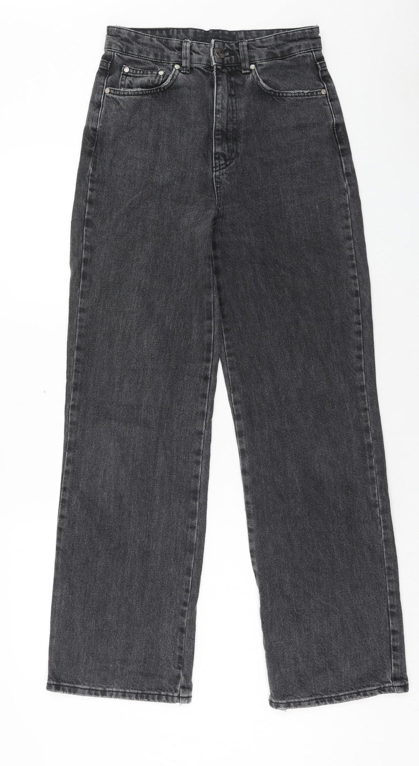 Stradivarius Womens Black Cotton Straight Jeans Size 6 Regular Button