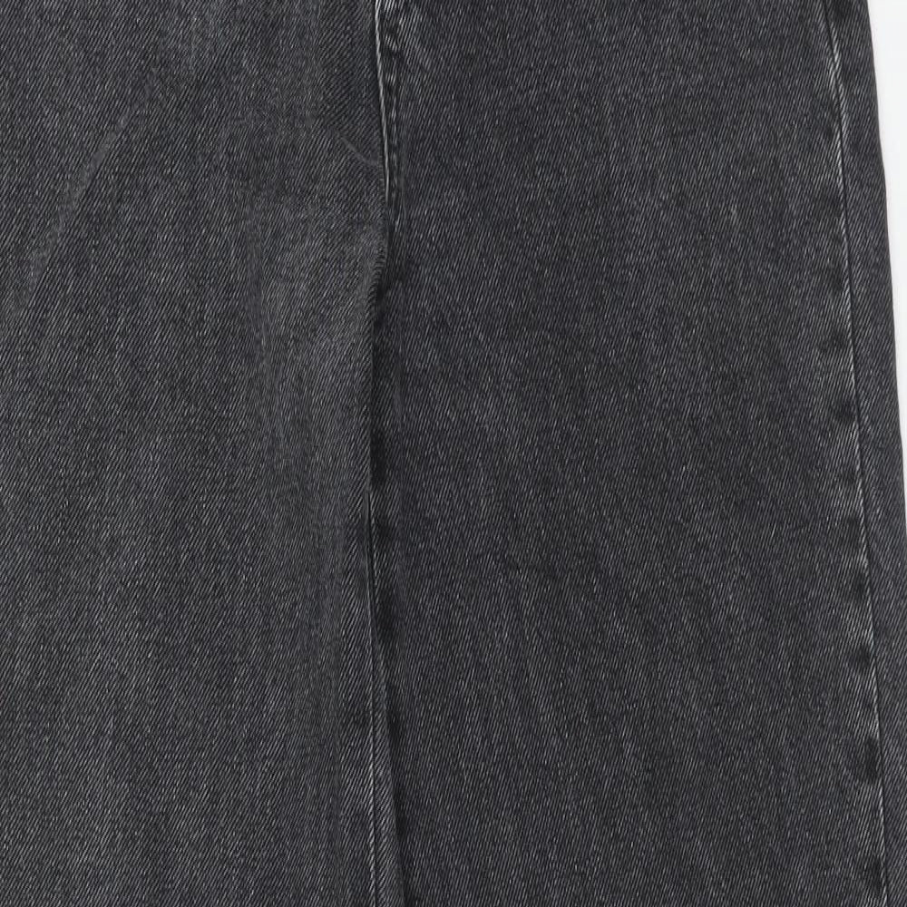 Stradivarius Womens Black Cotton Straight Jeans Size 6 Regular Button