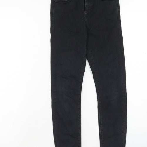 Topshop Womens Black Cotton Skinny Jeans Size 26 in L28 in Regular Button
