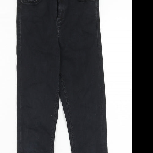 Topshop Womens Black Cotton Skinny Jeans Size 26 in L28 in Regular Button
