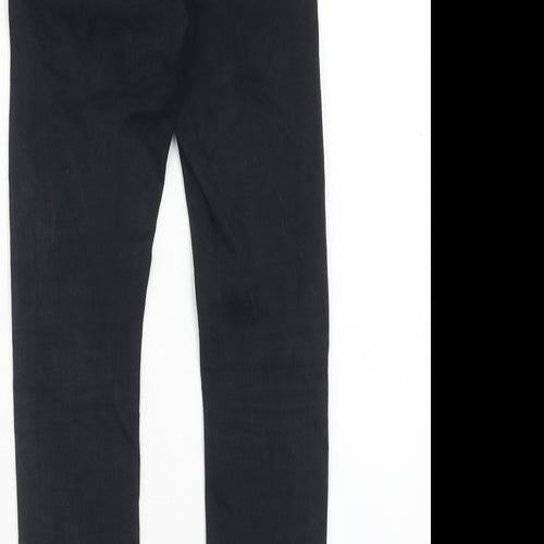 Topshop Womens Black Cotton Skinny Jeans Size 26 in L28 in Regular Button