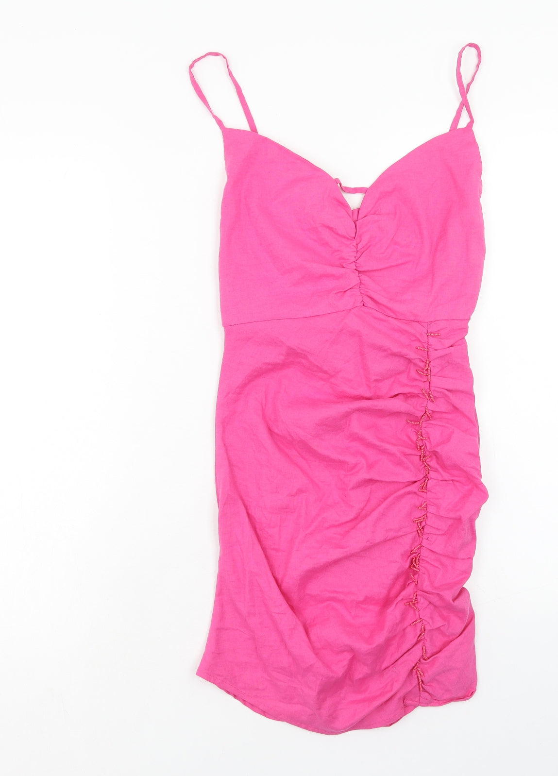 Zara Womens Pink Linen Mini Size S Sweetheart Zip