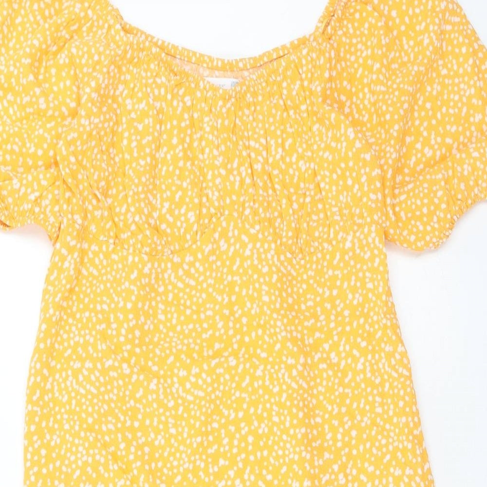 Primark Womens Orange Animal Print Viscose A-Line Size 8 Boat Neck Pullover