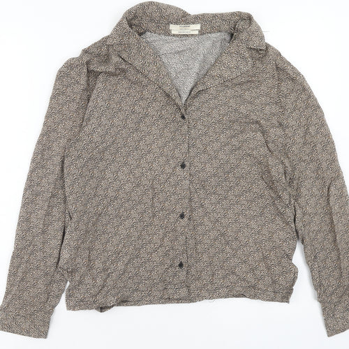 Pull&Bear Womens Brown Animal Print Viscose Basic Button-Up Size S Collared - Leopard Print