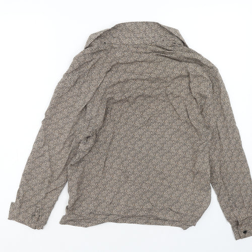 Pull&Bear Womens Brown Animal Print Viscose Basic Button-Up Size S Collared - Leopard Print