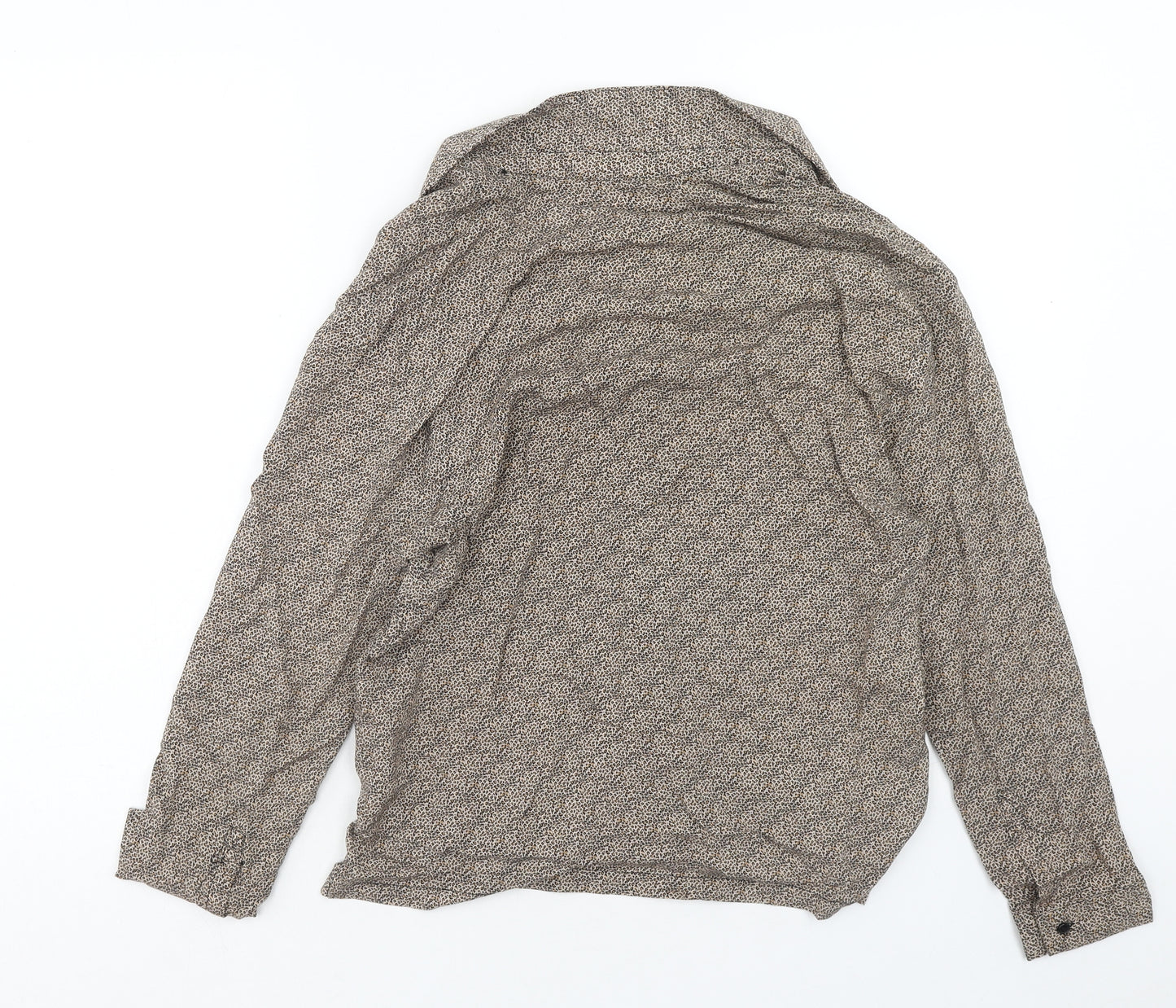 Pull&Bear Womens Brown Animal Print Viscose Basic Button-Up Size S Collared - Leopard Print