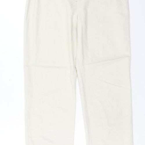 Essentials Womens Beige Viscose Trousers Size 12 Regular Button