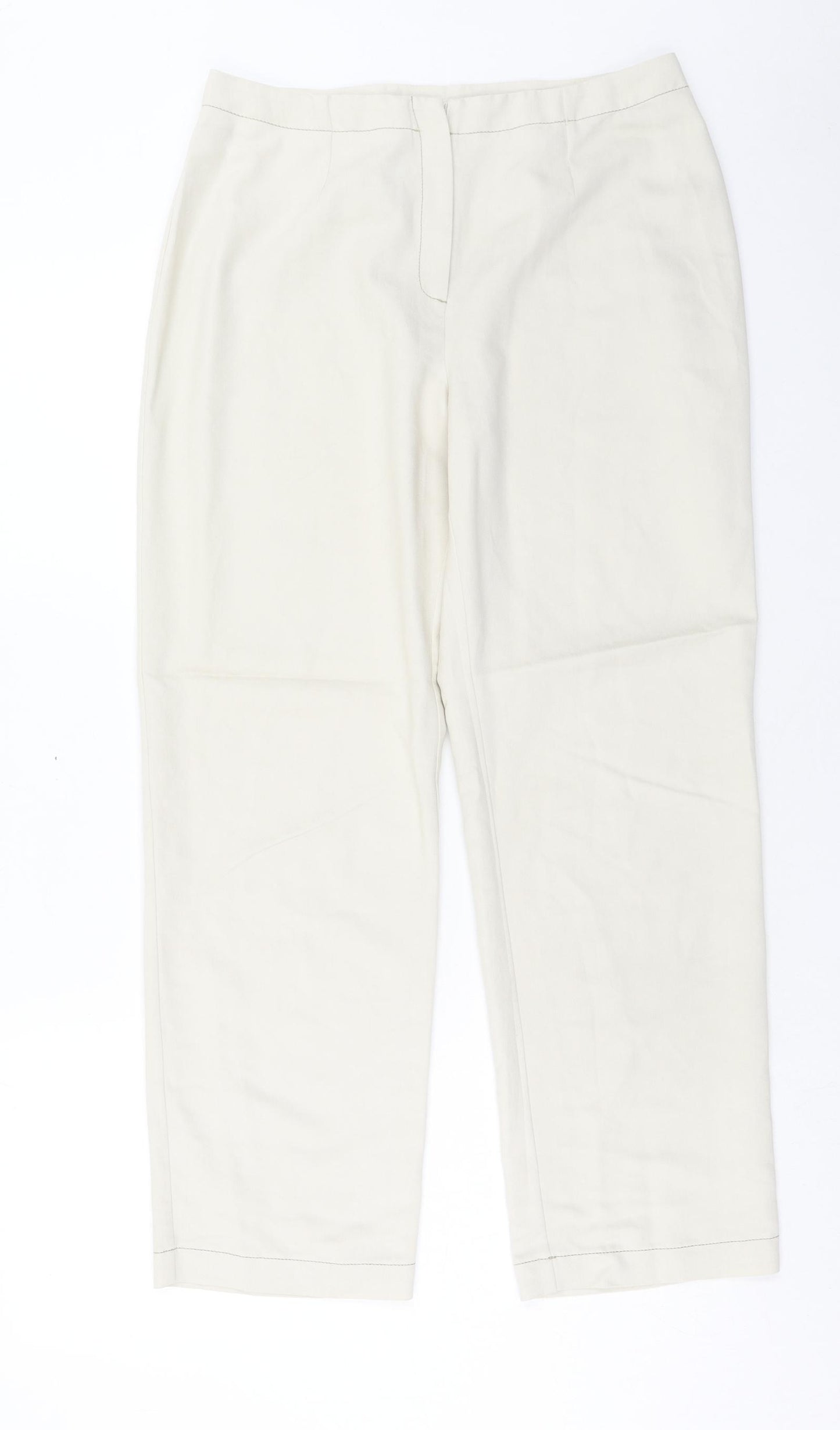 Essentials Womens Beige Viscose Trousers Size 12 Regular Button