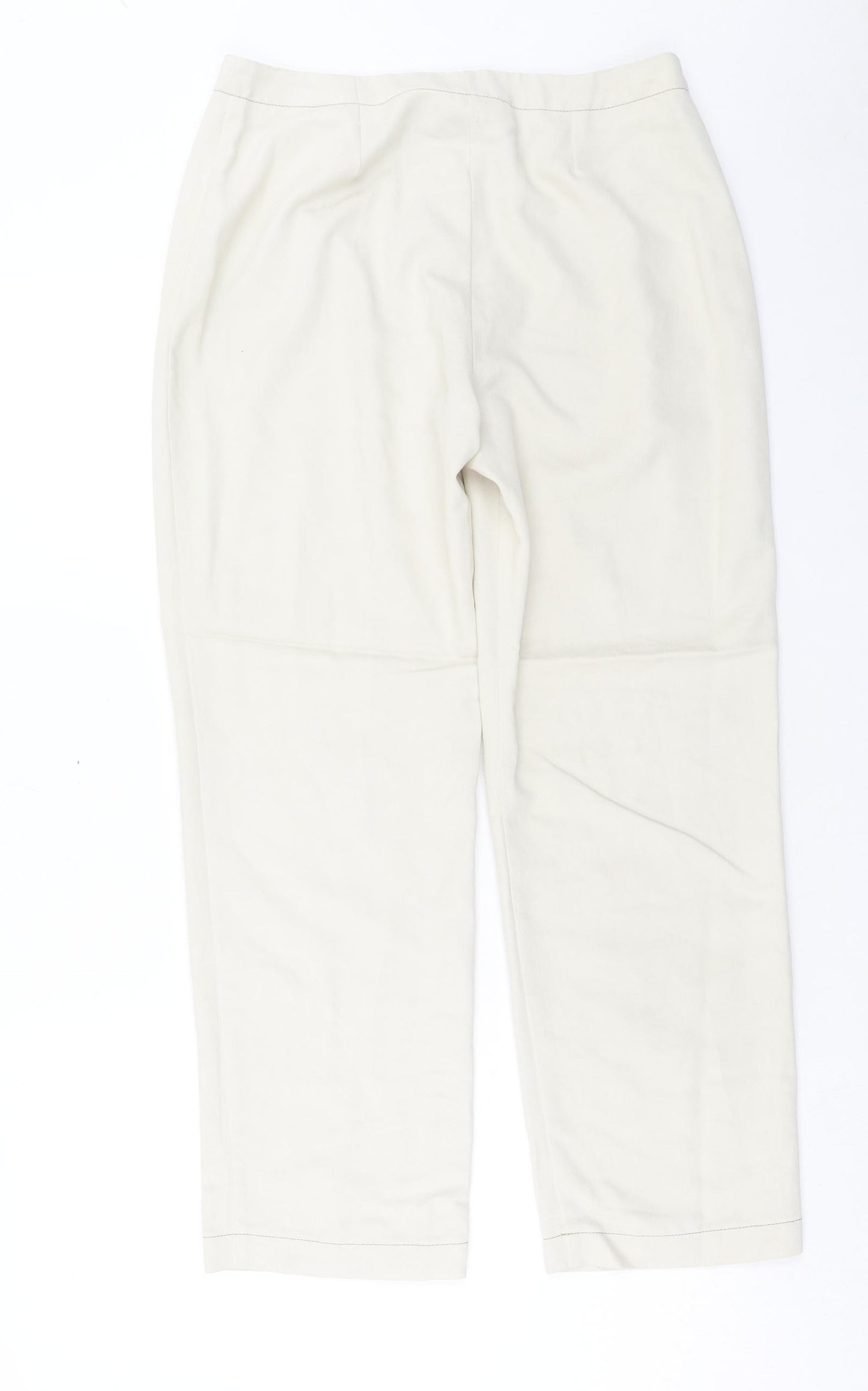 Essentials Womens Beige Viscose Trousers Size 12 Regular Button