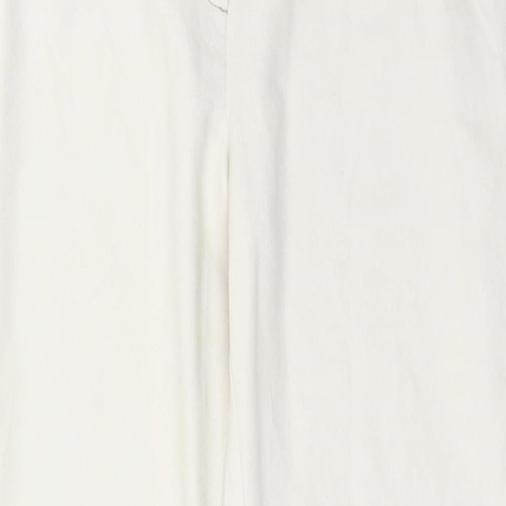 Essentials Womens Beige Viscose Trousers Size 12 Regular Button