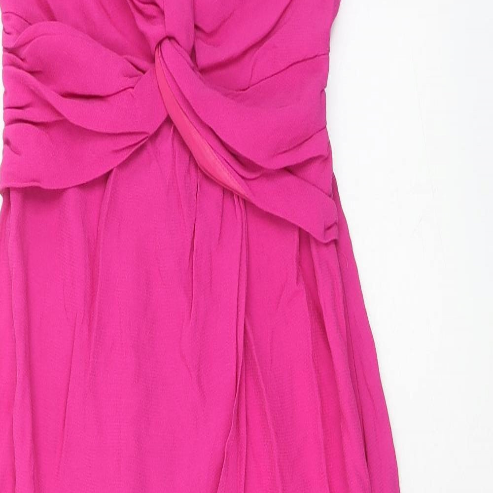 Zara Womens Pink Polyester Slip Dress Size XS V-Neck Zip