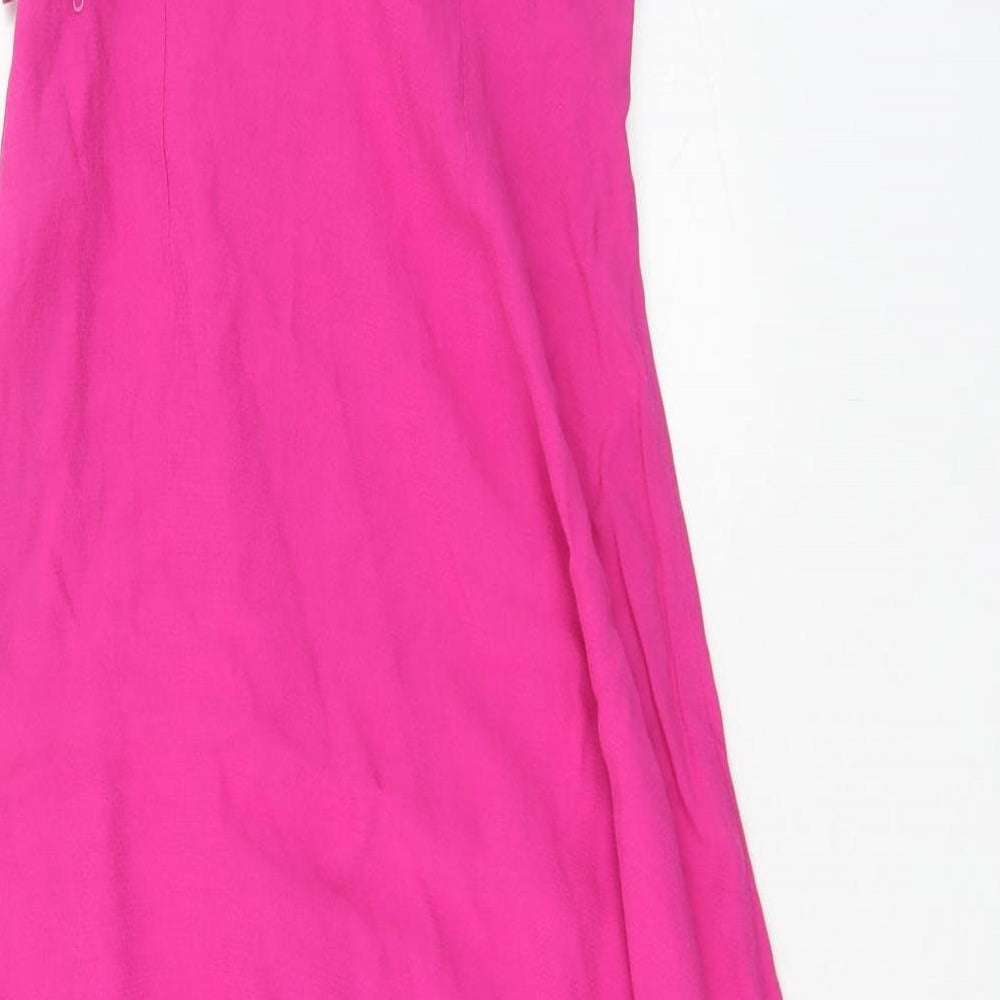 Zara Womens Pink Polyester Slip Dress Size XS V-Neck Zip