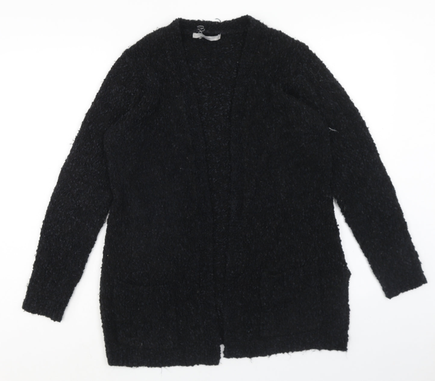 George Womens Black V-Neck Polyester Cardigan Jumper Size 12