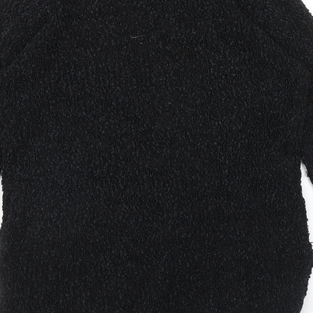 George Womens Black V-Neck Polyester Cardigan Jumper Size 12
