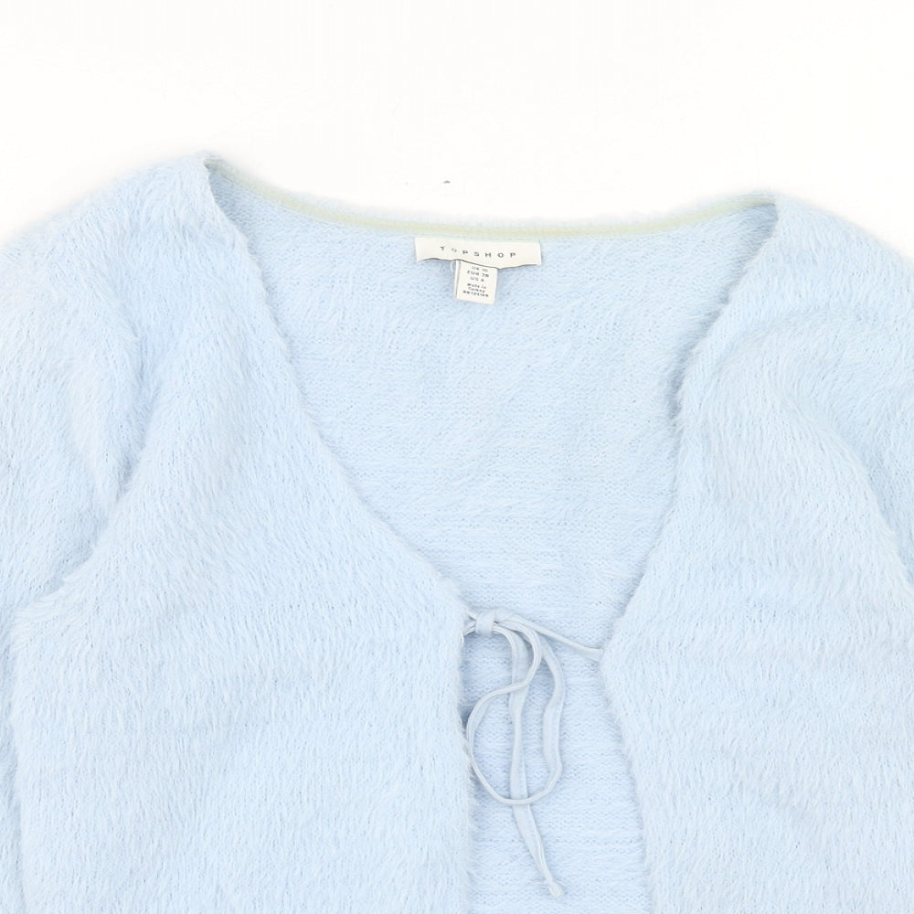Topshop Womens Blue V-Neck Polyester Cardigan Jumper Size 10