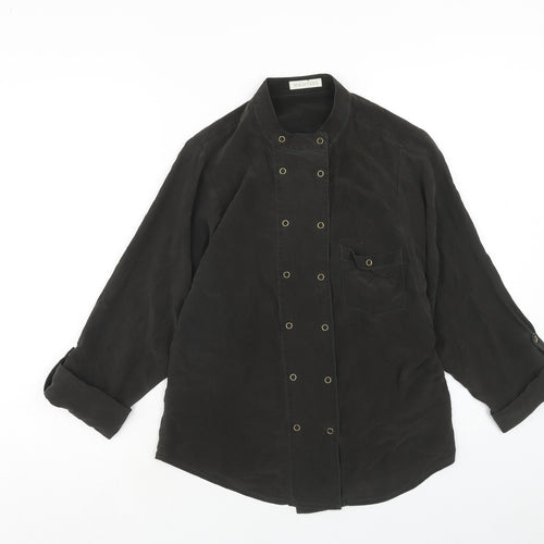 Whistles Womens Brown Silk Basic Blouse Size 10 Round Neck