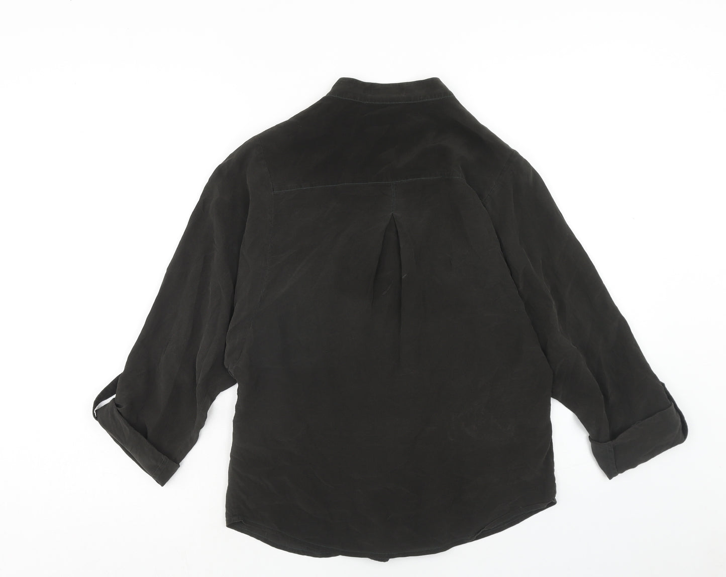 Whistles Womens Brown Silk Basic Blouse Size 10 Round Neck