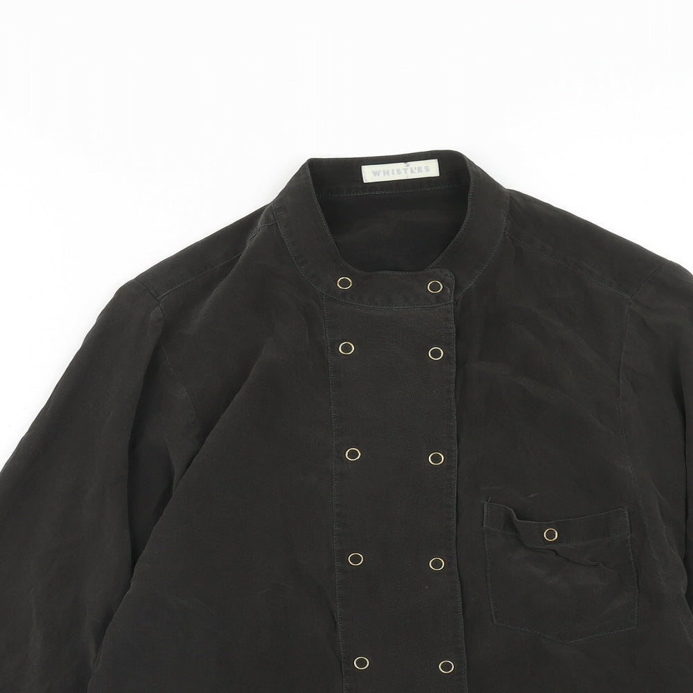 Whistles Womens Brown Silk Basic Blouse Size 10 Round Neck