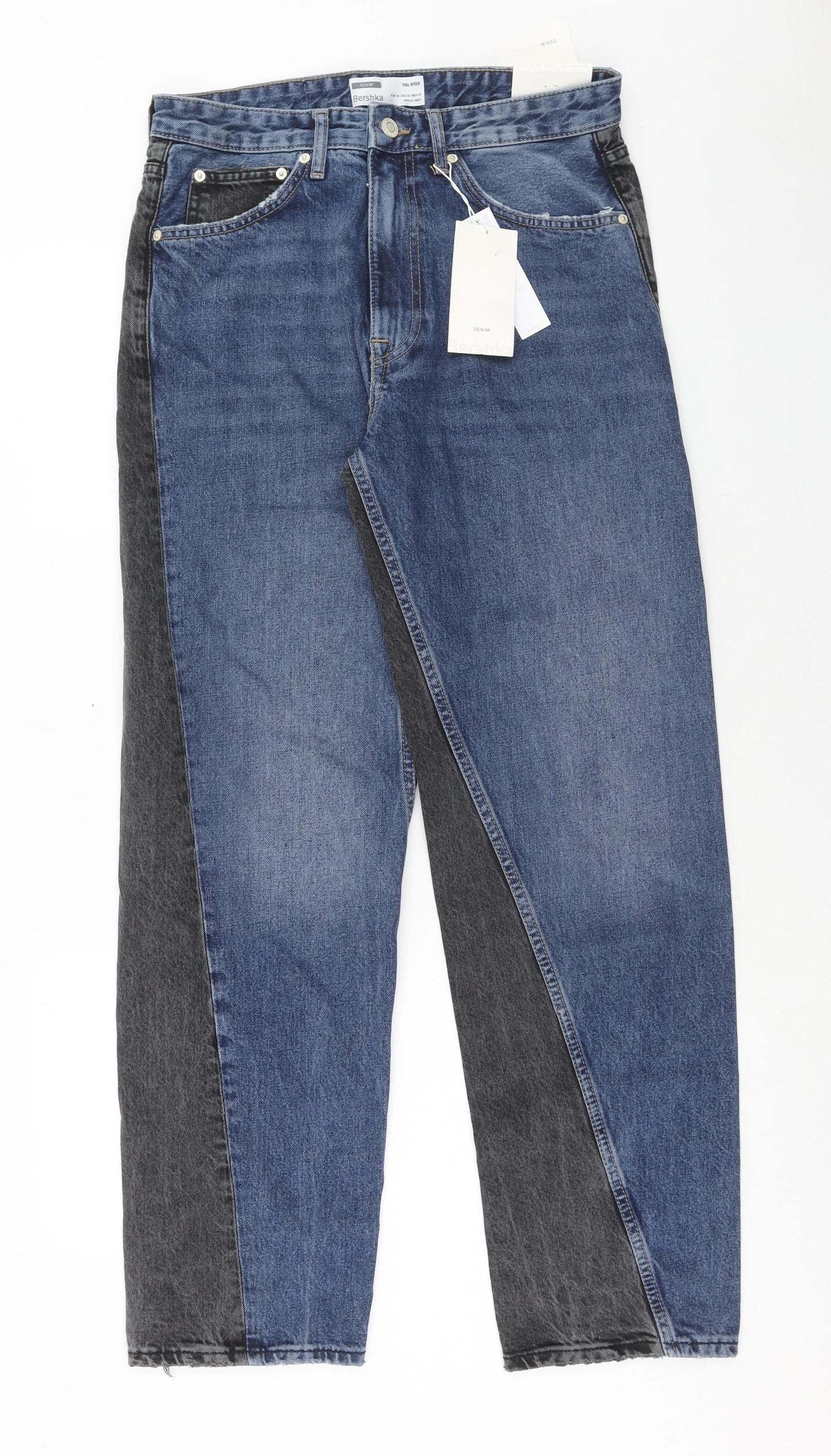 Bershka Womens Multicoloured Cotton Mom Jeans Size 10 Regular Button - Two Tone
