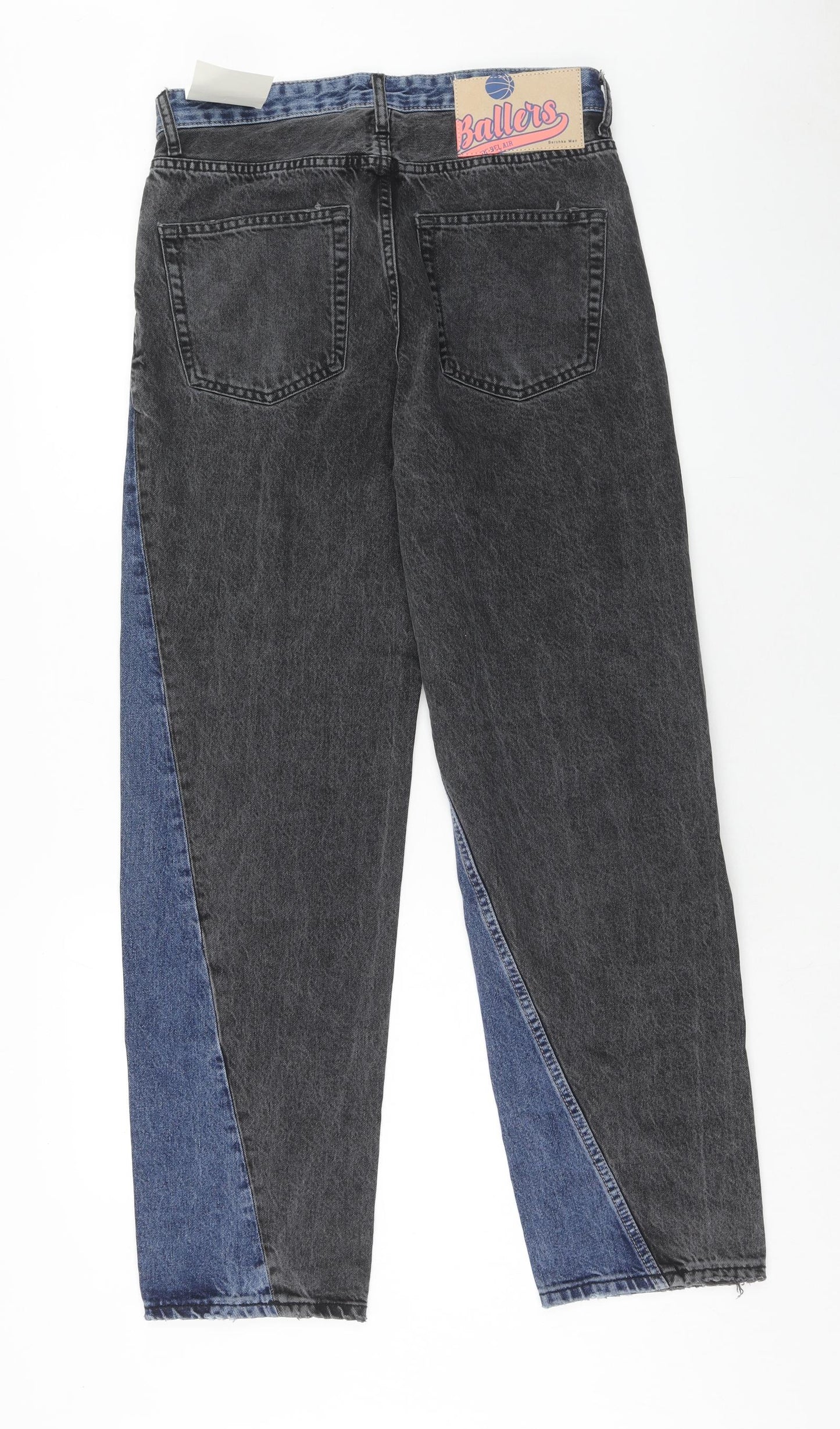 Bershka Womens Multicoloured Cotton Mom Jeans Size 10 Regular Button - Two Tone