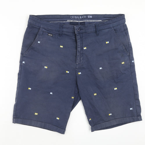 Quba & Co. Mens Blue Cotton Chino Shorts Size 36 in Regular Button