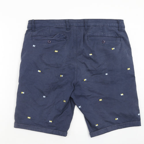 Quba & Co. Mens Blue Cotton Chino Shorts Size 36 in Regular Button