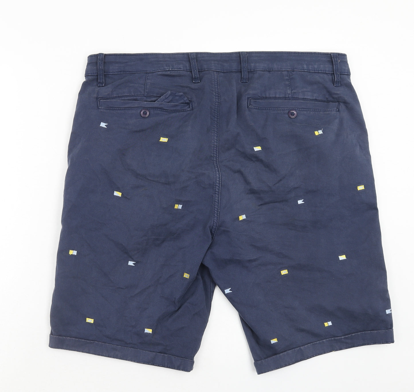 Quba & Co. Mens Blue Cotton Chino Shorts Size 36 in Regular Button