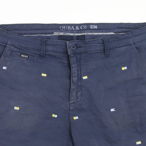Quba & Co. Mens Blue Cotton Chino Shorts Size 36 in Regular Button