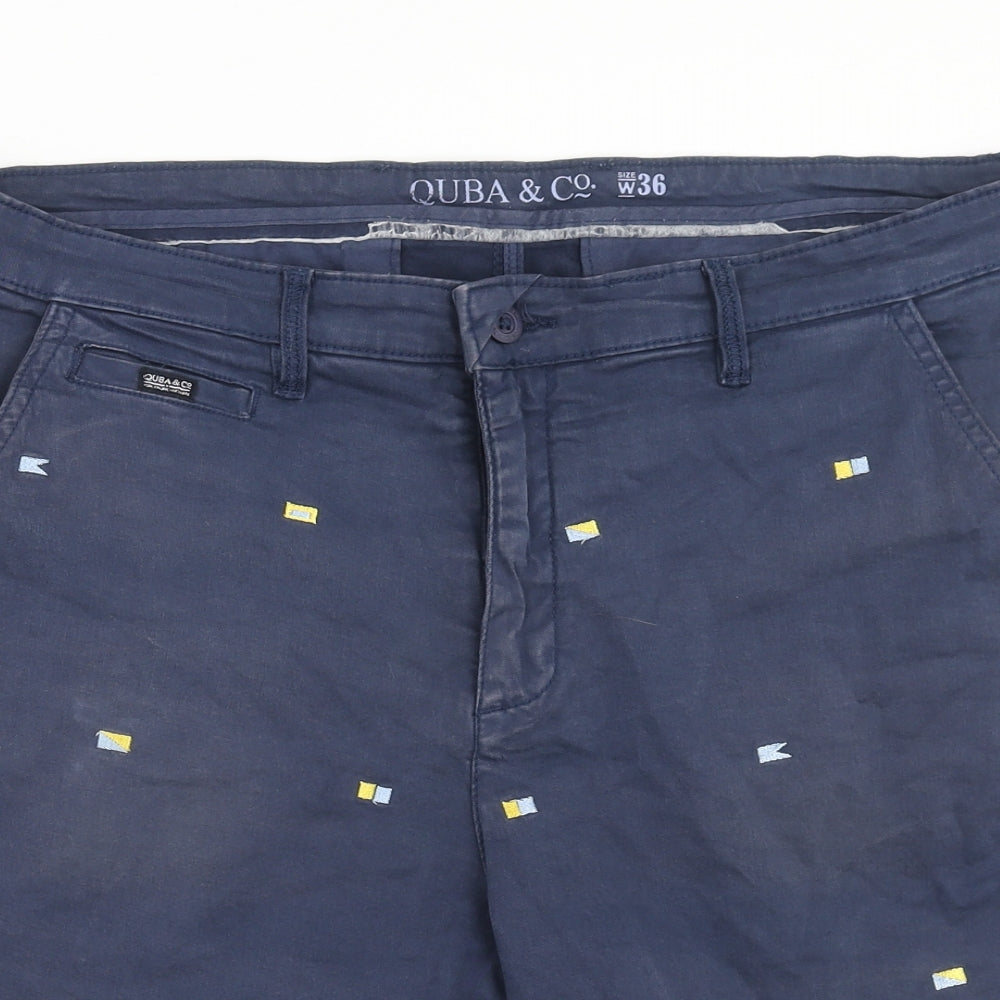 Quba & Co. Mens Blue Cotton Chino Shorts Size 36 in Regular Button