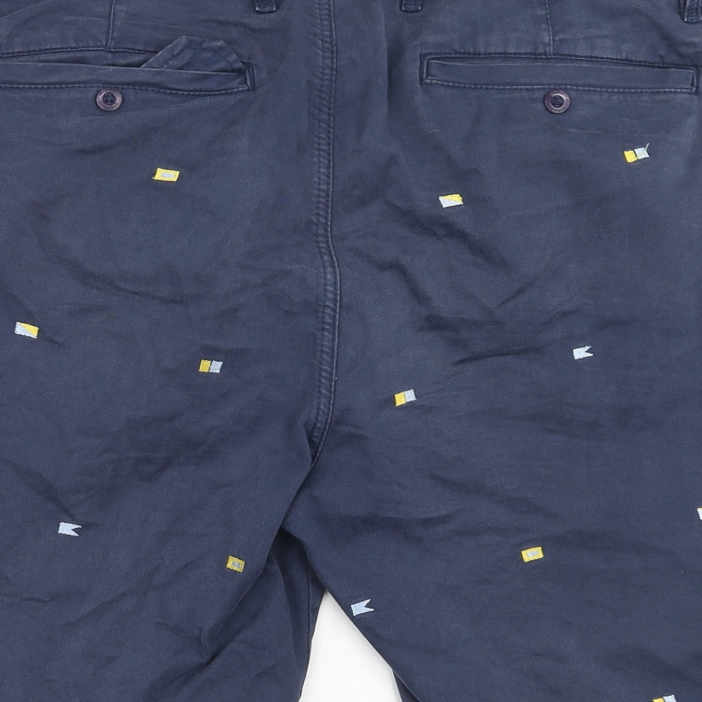 Quba & Co. Mens Blue Cotton Chino Shorts Size 36 in Regular Button