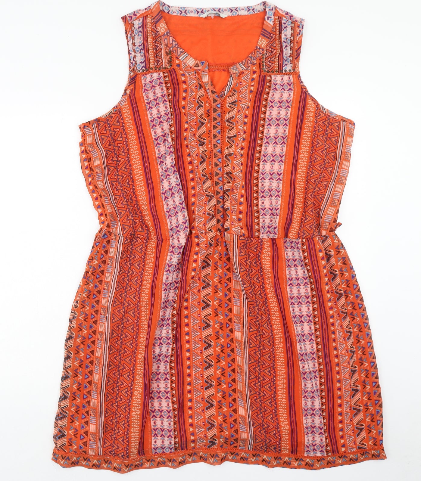 George Womens Multicoloured Geometric Polyester Tank Dress Size 22 Boat Neck Pullover