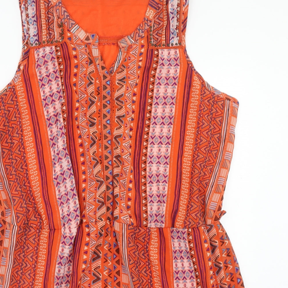 George Womens Multicoloured Geometric Polyester Tank Dress Size 22 Boat Neck Pullover