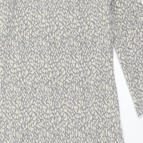 Dorothy Perkins Womens Grey Animal Print Polyester Sheath Size 8 Boat Neck Pullover