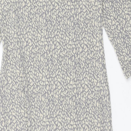 Dorothy Perkins Womens Grey Animal Print Polyester Sheath Size 8 Boat Neck Pullover
