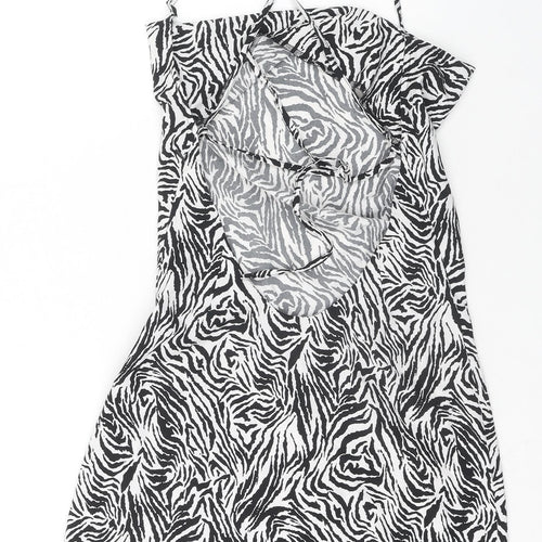 Misspap Womens Multicoloured Animal Print Polyester Tank Dress Size 10 Scoop Neck Zip