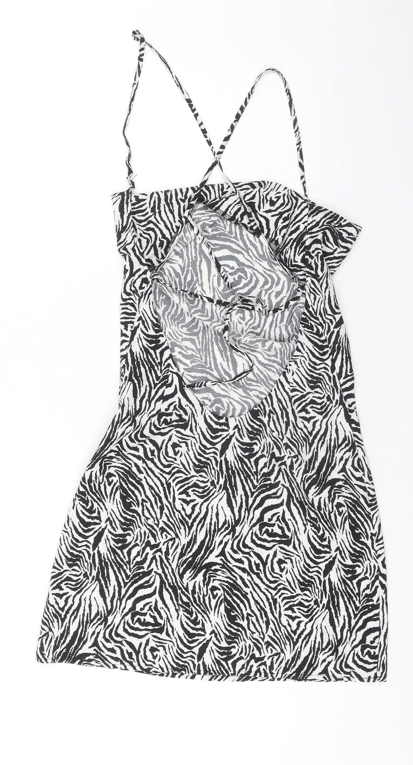 Misspap Womens Multicoloured Animal Print Polyester Tank Dress Size 10 Scoop Neck Zip