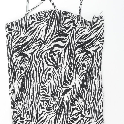 Misspap Womens Multicoloured Animal Print Polyester Tank Dress Size 10 Scoop Neck Zip
