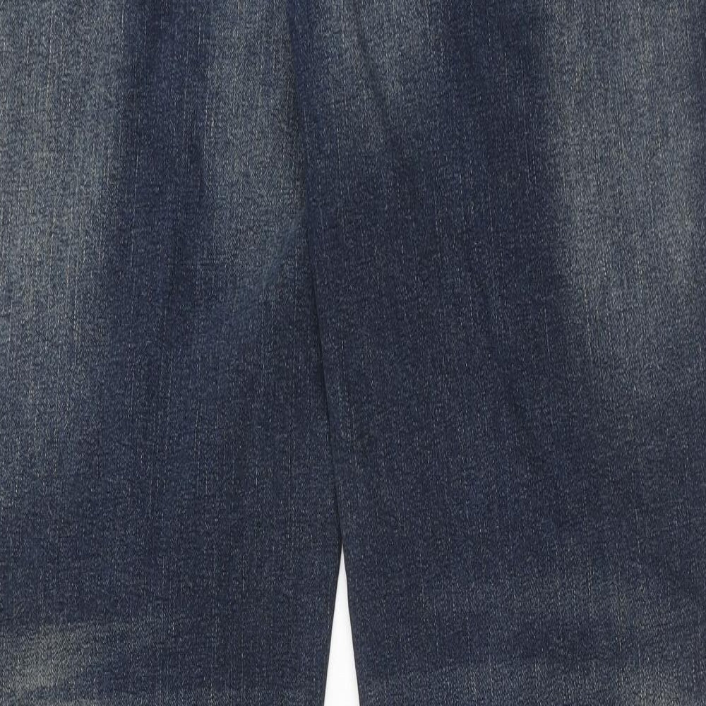TU Mens Blue Cotton Straight Jeans Size 34 in Slim Button