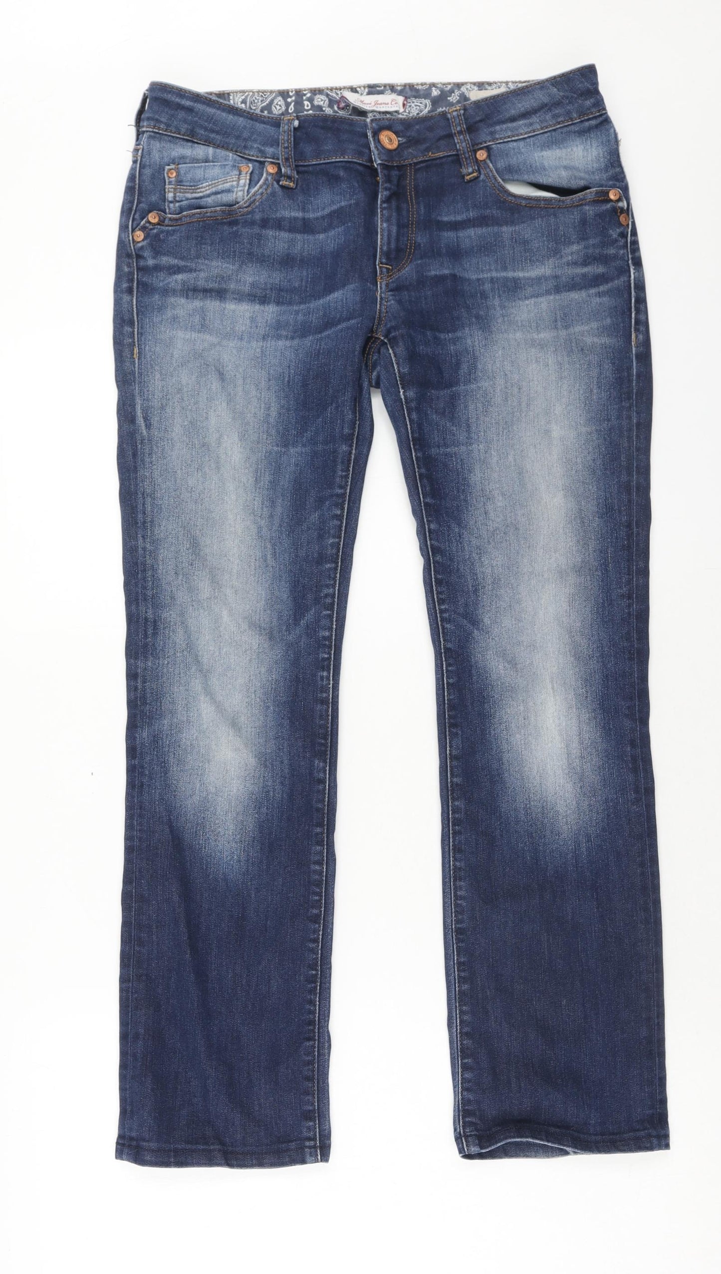 mavis Womens Blue Cotton Straight Jeans Size 32 in Regular Button