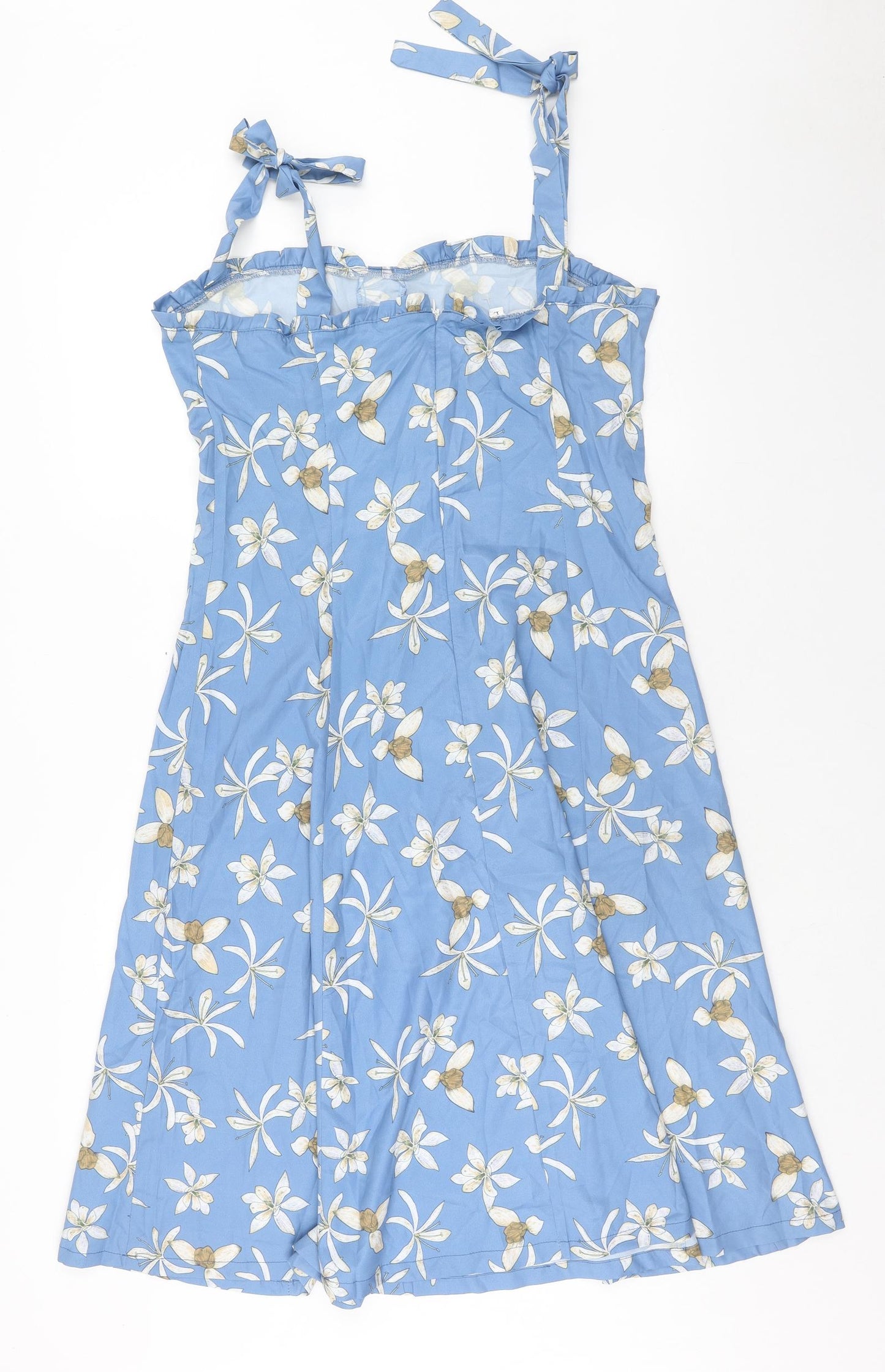 SheIn Womens Blue Floral Polyester Fit & Flare Size L Sweetheart Pullover