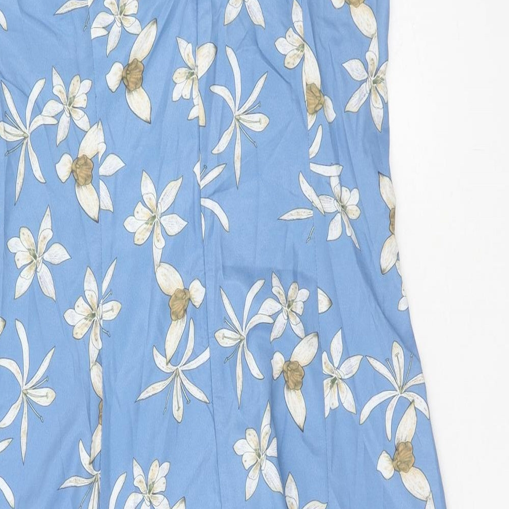 SheIn Womens Blue Floral Polyester Fit & Flare Size L Sweetheart Pullover