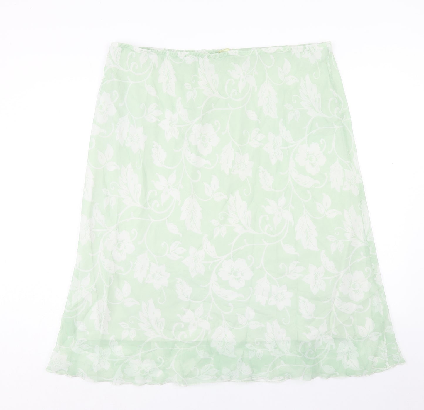Preworn Womens Green Floral Polyester A-Line Skirt Size 26