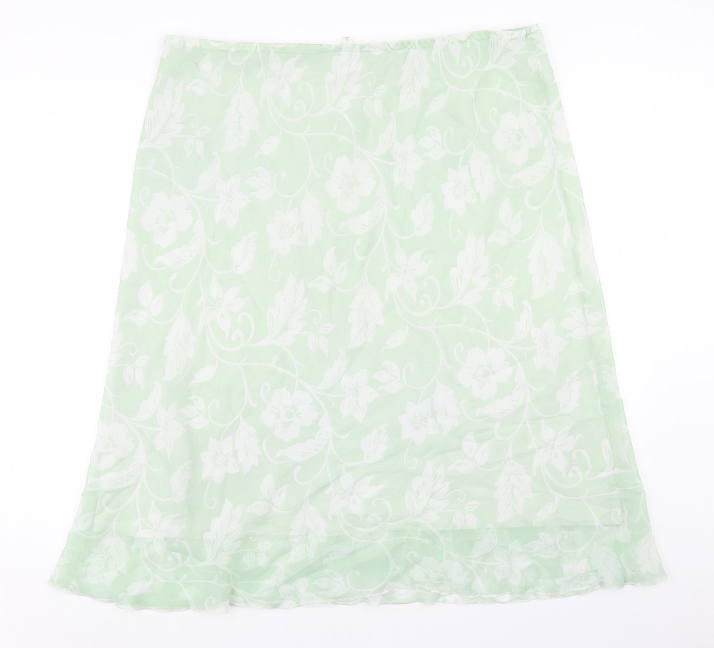 Preworn Womens Green Floral Polyester A-Line Skirt Size 26