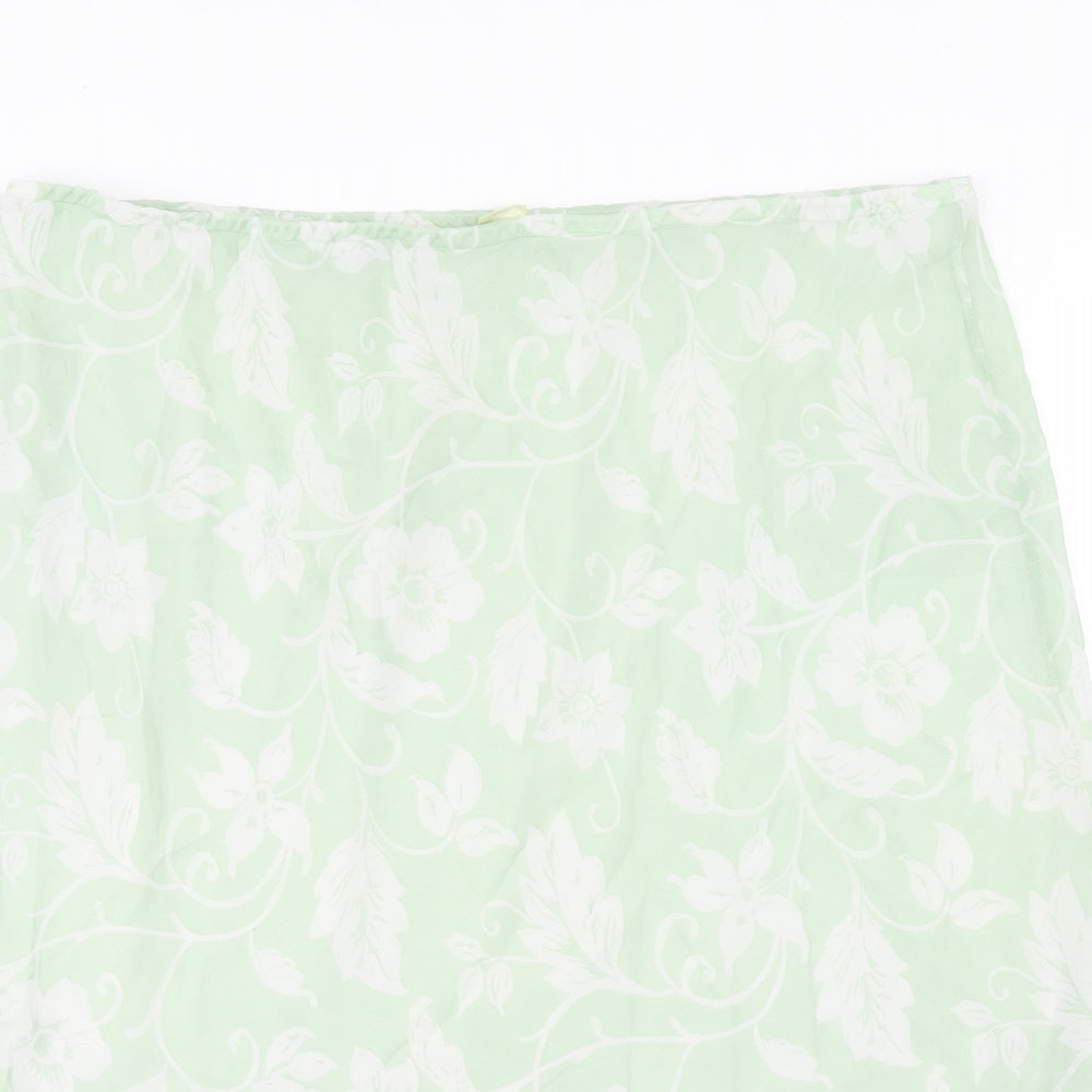 Preworn Womens Green Floral Polyester A-Line Skirt Size 26