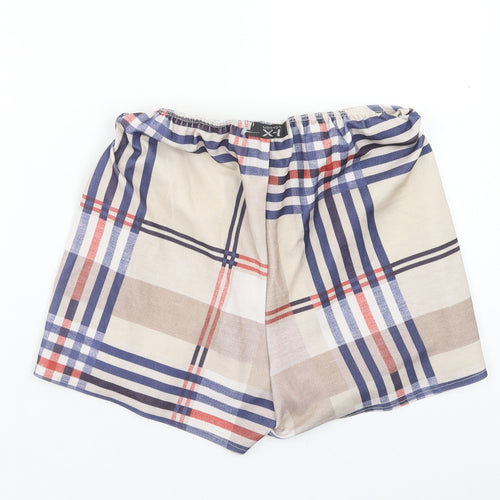 IX London Womens Multicoloured Plaid Polyester Wrap Shorts Size 12 Regular Tie